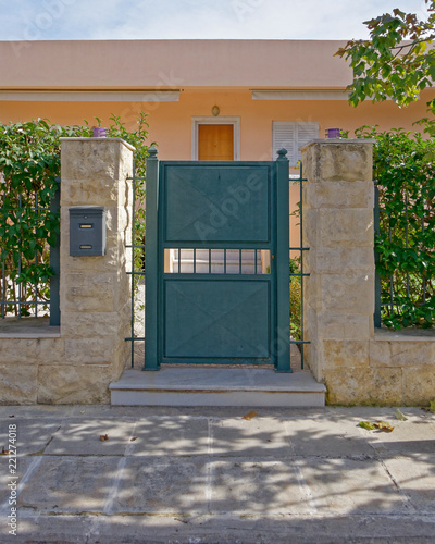 elegant house external green metallic door
