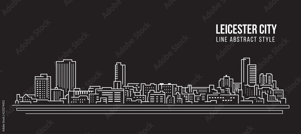 Fototapeta Cityscape Building Linia sztuki Wektor ilustracja projektu - miasto Leicester