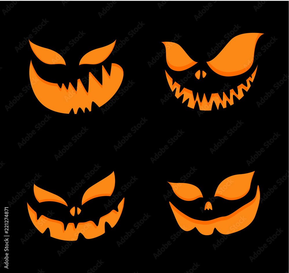 Set of scary faces for Halloween pumpkin Set of scary faces for Halloween pumpkin