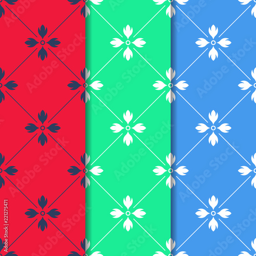 abstract floral seamless pattern with flowers, netting and leaves