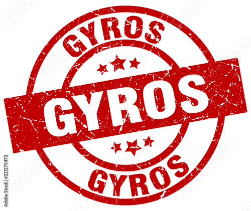gyros round red grunge stamp