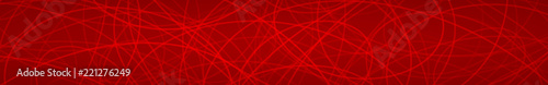 Abstract horizontal banner of randomly arranged contours of elipses on red background