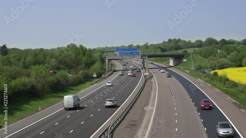 Traffic on M6 motorway toll road in Staffordshire England