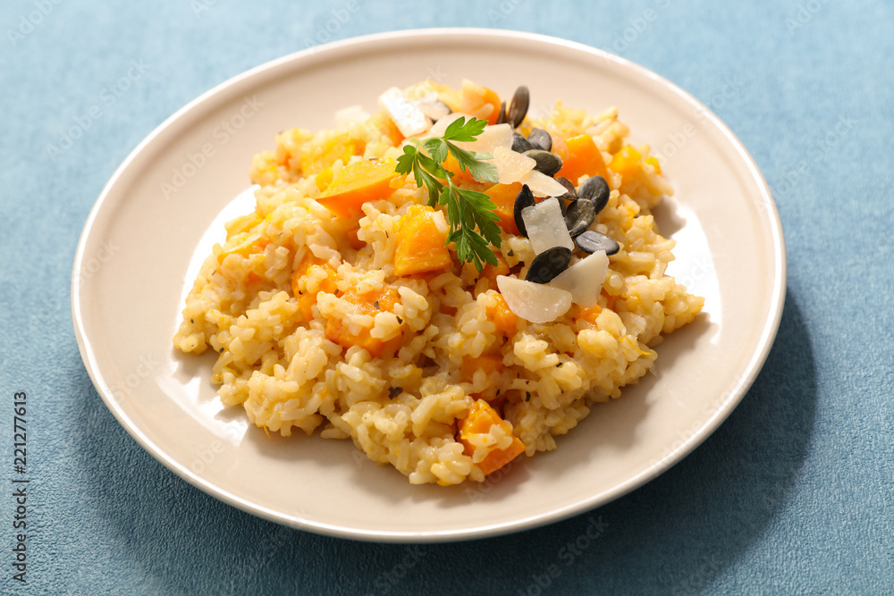 gourmet risotto with pumpkin and parmesan