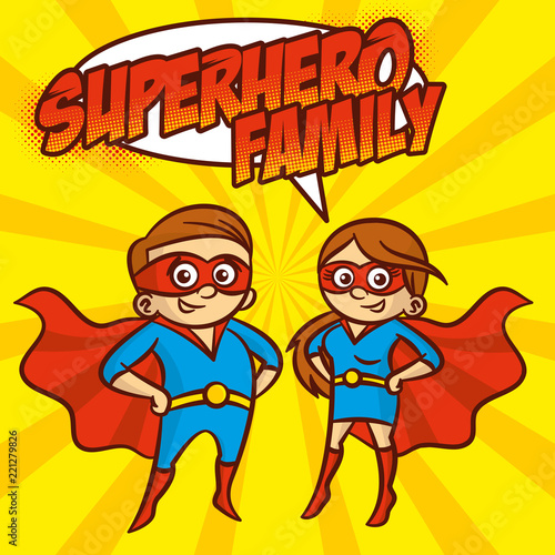 Superhero Family Superheroes Cartoon character Vector illustration