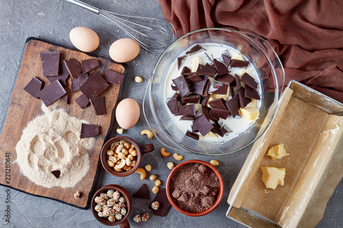 making chocolate pound cake, top view