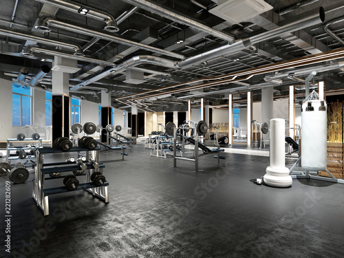 3d render of fitness gym saloon