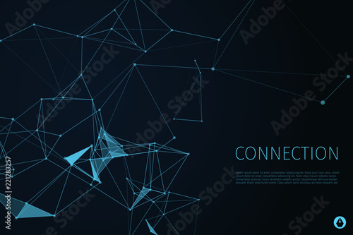 3d abstract connection background and science color neon background with copy. Plexus digital wallpaper. Business presentation concept. Virtual reality and artificial intelligence. Vector illustration