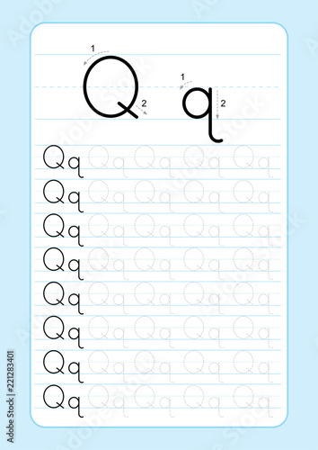 Alphabet letters tracing worksheet with alphabet letters. Basic writing practice for kindergarten kids A4 paper ready to print vector illustration