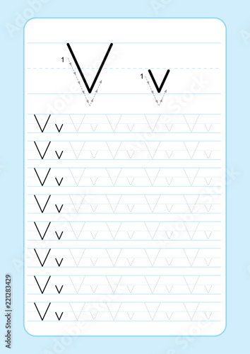 Alphabet letters tracing worksheet with alphabet letters. Basic writing practice for kindergarten kids A4 paper ready to print vector illustration