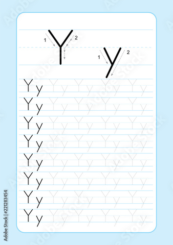 Alphabet letters tracing worksheet with alphabet letters. Basic writing practice for kindergarten kids A4 paper ready to print vector illustration