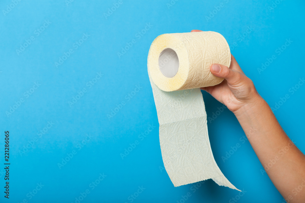 Obraz premium Anus diarrhea concept, paper toilet roll. Hemorrhoids.