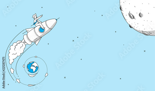 Obraz na plátně Startup company rocket launch concept