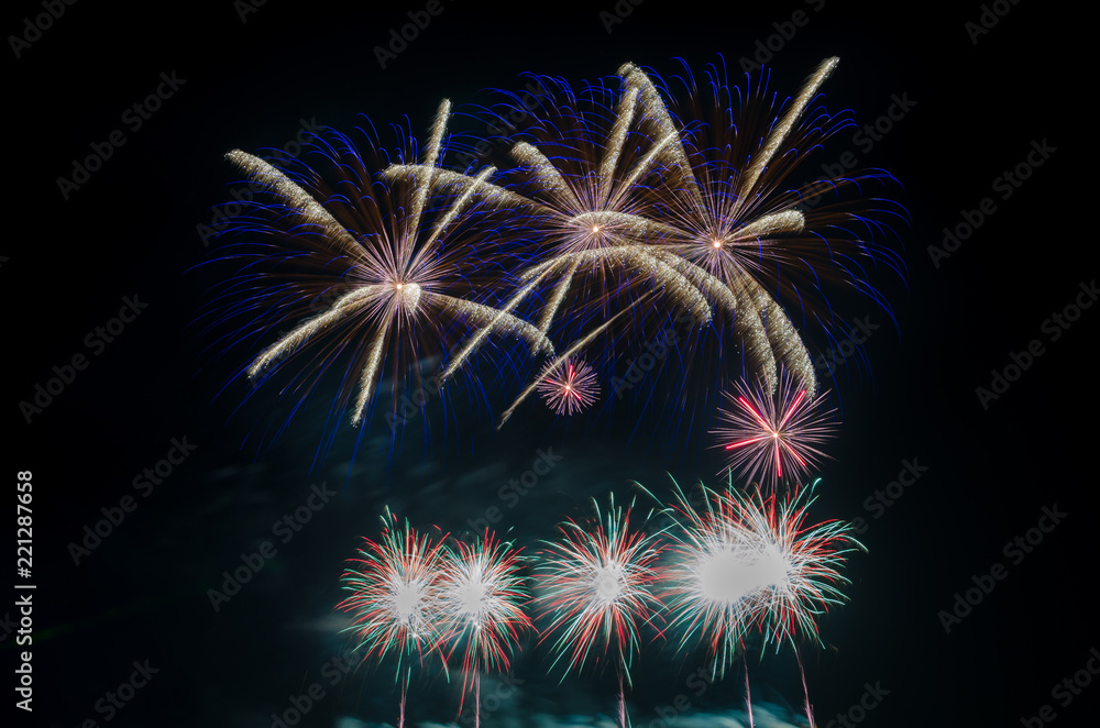 Beautiful fireworks on dark sky in Pattaya Thailand. Beautiful fireworks on dark sky in Pattaya Thailand.