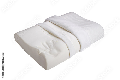 Orthopedic pillow, memory foam, Natural latex pillow on white background