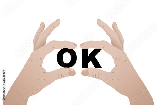 OK letters in hand - vector illustration 