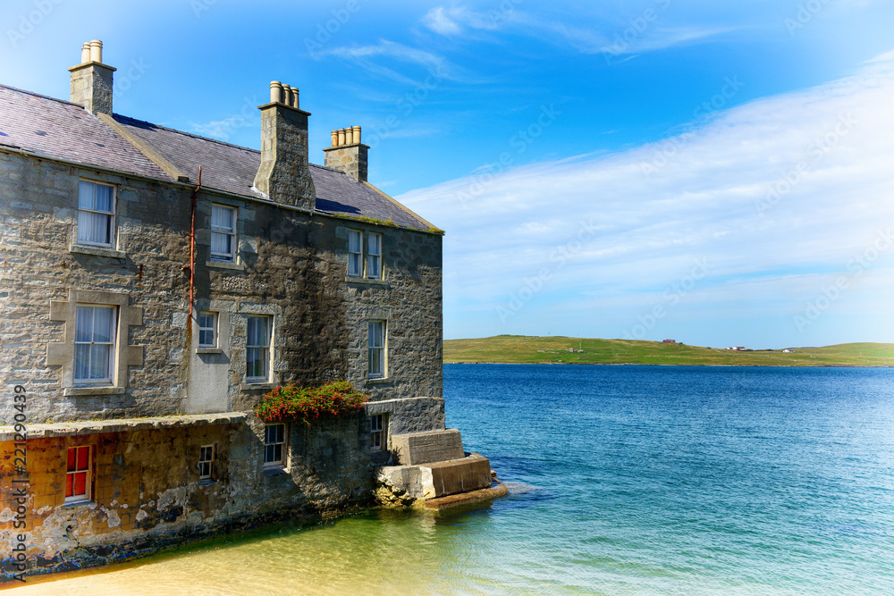 The shore of Lerwick on a beautiful sunny day