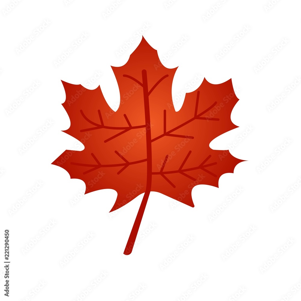 Fototapeta premium Red maple leaf flat icon isolated on white background. Vector illustration. Leaf symbol.