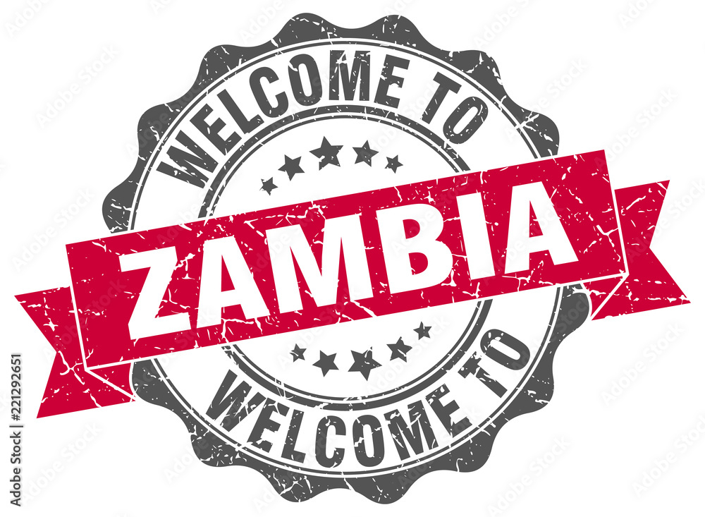 Obraz premium Zambia round ribbon seal