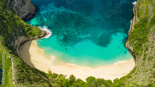 Tropical cliff coastline aerial view