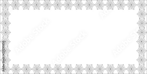 Halloween rectangle black spiderweb frame with copy space on white background.
