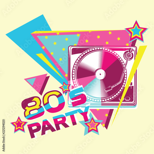 80s retro party poster design