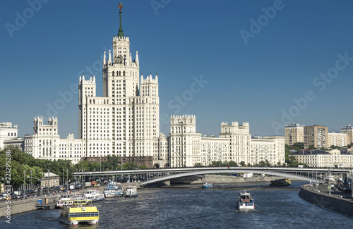 View of the high-rise building from the Moscow River