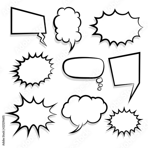 Big set empty speech bubble comic text