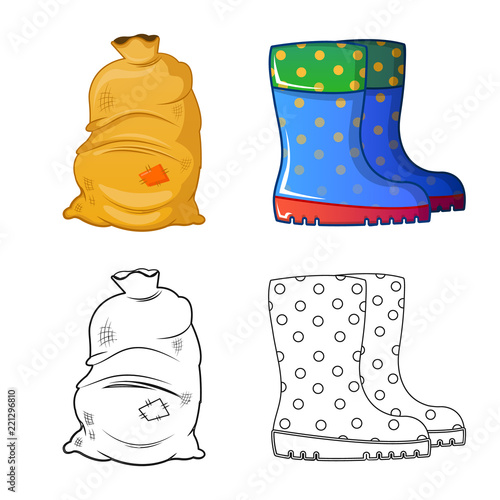 Isolated object of farm and agriculture logo. Set of farm and plant vector icon for stock.