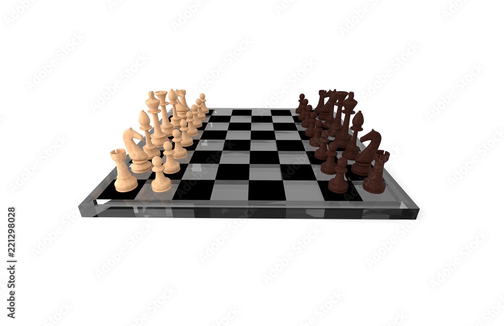 Chess business concept, leader & success, 3d illustration Chess business concept, leader & success, 3d illustration