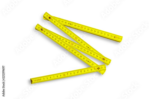 Folding rule measuring tool isolated on white background