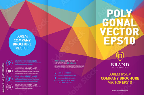 Abstract colorful geometric trifold brochure design template