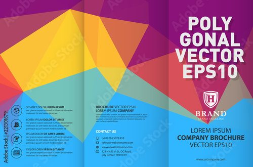 Abstract colorful geometric trifold brochure design template