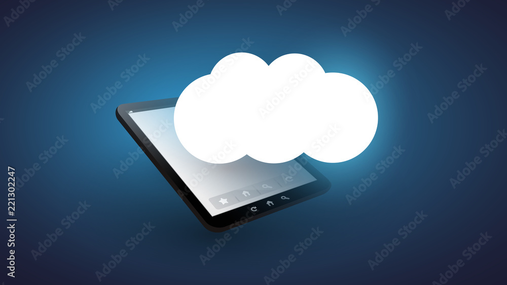 Cloud Computing Design Concept - Digital Network Connections, Technology Background with Tablet PC Cloud Computing Design Concept - Digital Network Connections, Technology Background with Tablet PC