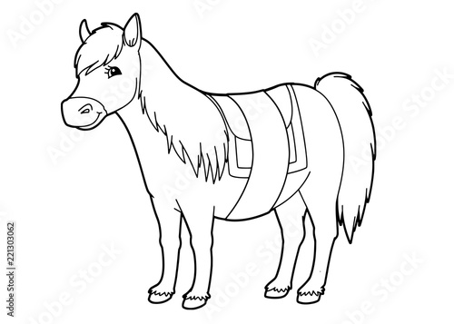 Coloring page - horse - vector coloring page - illustration for children