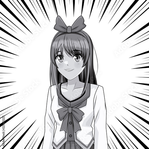Plakat Młoda anime school student woman