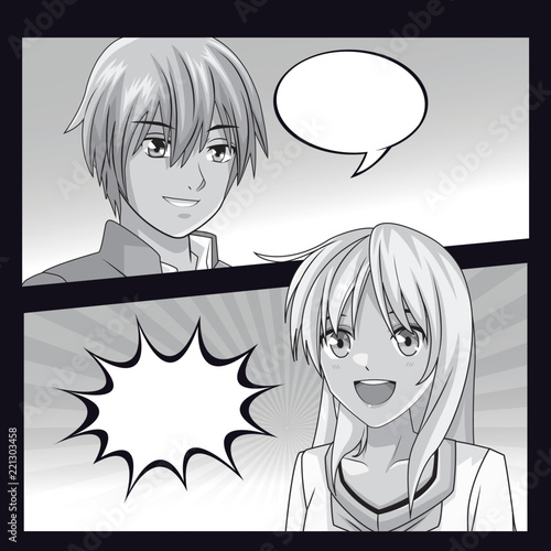 Young manga faces cartoons