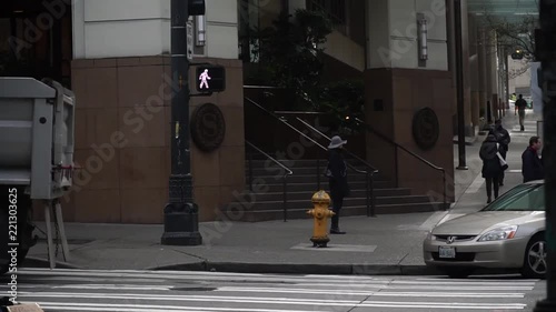 Look from above at the traffic on the streets of American city - Seattle