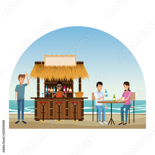 Beach and kiosks cartoons