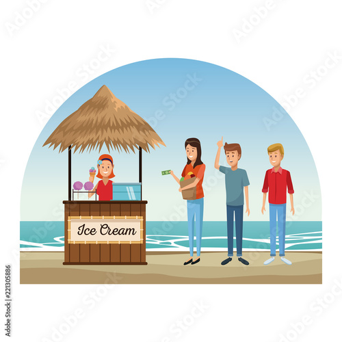 Beach and kiosks cartoons