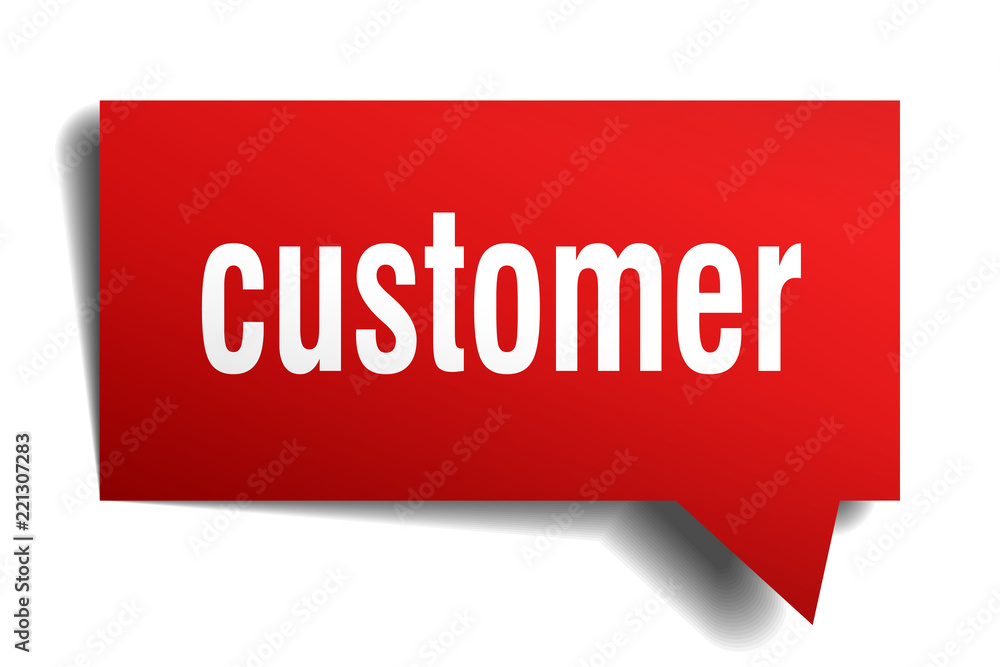 customer red 3d speech bubble