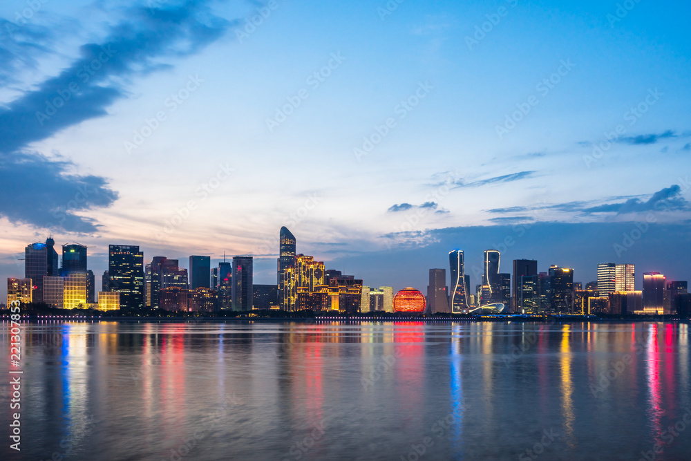 Fototapeta premium panoramic city skyline in hangzhou china