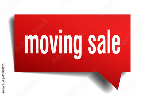 moving sale red 3d speech bubble