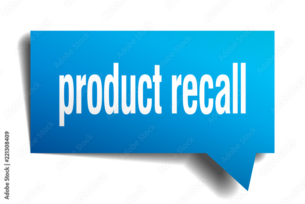 product recall blue 3d speech bubble