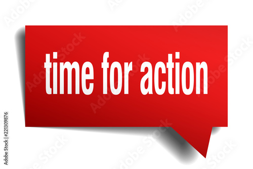 time for action red 3d speech bubble