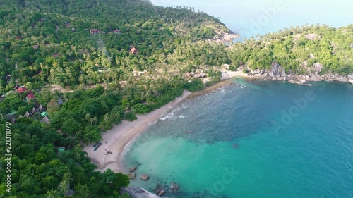 Wallpaper Mural Drone footage. Thailand. Koh Phangan island. Haad yuan beach. Top view aerial video of beauty nature landscape with beach, sea and jungle. Torontodigital.ca