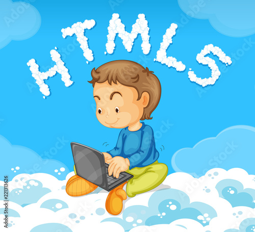 A young man leaning html code