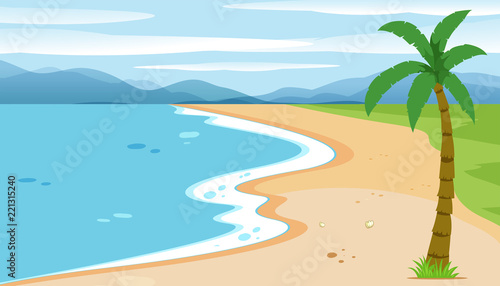 A flat beach landscape