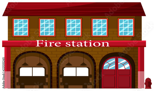 A fire station on white background