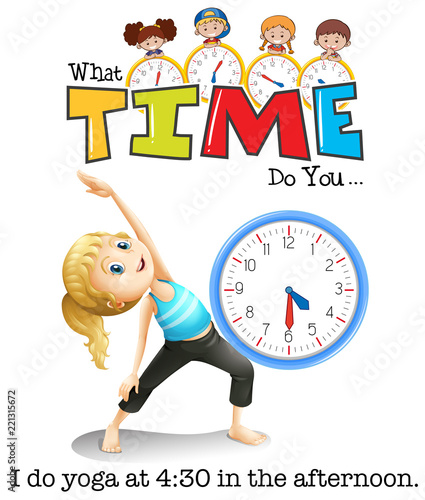 A girl doing yoga at 4:30